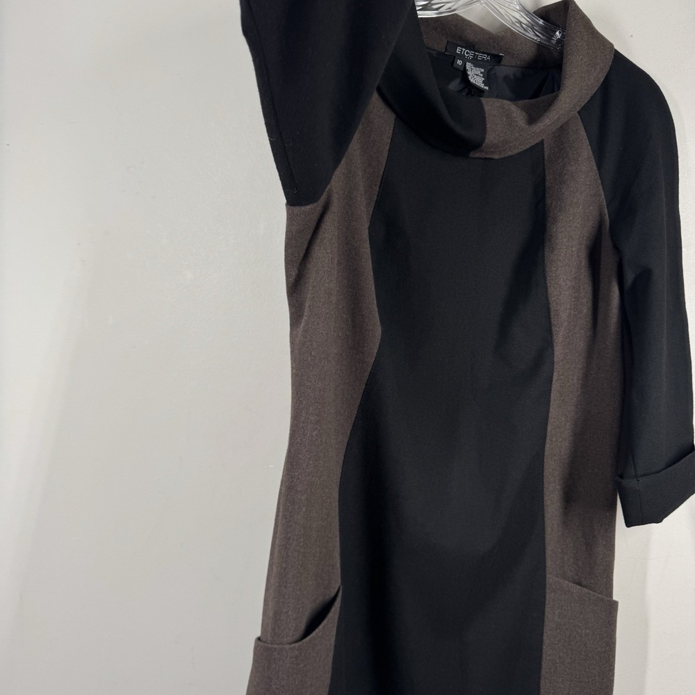 ETCETERA Mod Shift Dress Womens Sz 10 Sretch Blend Color Block Lined Career - Picture 7 of 16